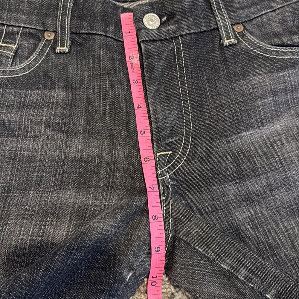 7 For All Mankind Black Bootcut A Pocket Y2K White Stitch Whiskered 32 - Picture 5 of 10